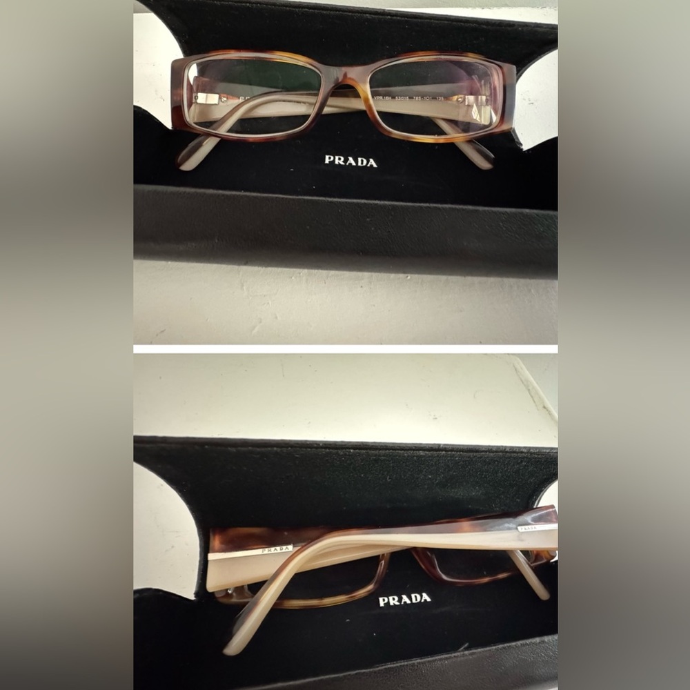 Prada two tone Tortoise Shell Rectangular Glasses… - image 1